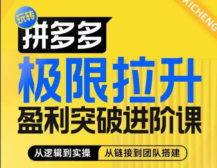 拼多多极限拉升盈利突破进阶课，​从算法到玩法，从玩法到团队搭建，体系化系统性帮助商家实现利润提升_微雨项目网