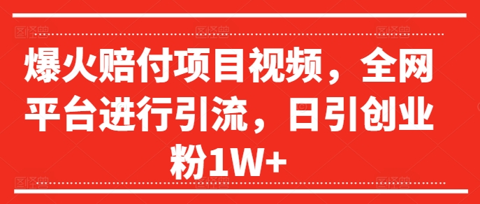 爆火赔付项目视频，全网平台进行引流，日引创业粉1W+【揭秘】_微雨项目网