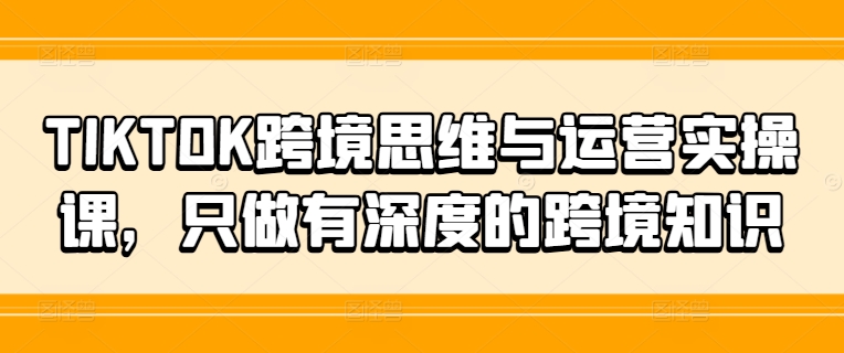 TIKTOK跨境思维与运营实操课，只做有深度的跨境知识_微雨项目网