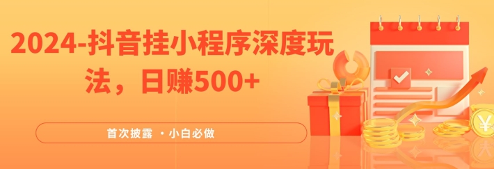 2024全网首次披露，抖音挂小程序深度玩法，日赚500+，简单、稳定，带渠道收入，小白必做【揭秘】_微雨项目网