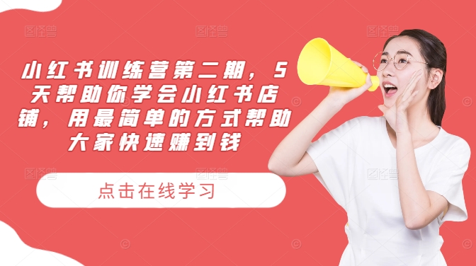 小红书训练营第二期，5天帮助你学会小红书店铺，用最简单的方式帮助大家快速赚到钱_微雨项目网
