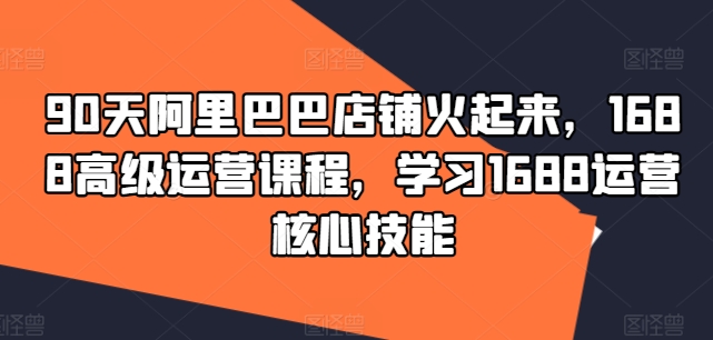 90天阿里巴巴店铺火起来，1688高级运营课程，学习1688运营核心技能_微雨项目网