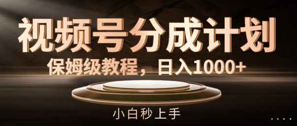 视频号分成计划保姆级教程，日入1K，小白秒上手【揭秘】_微雨项目网
