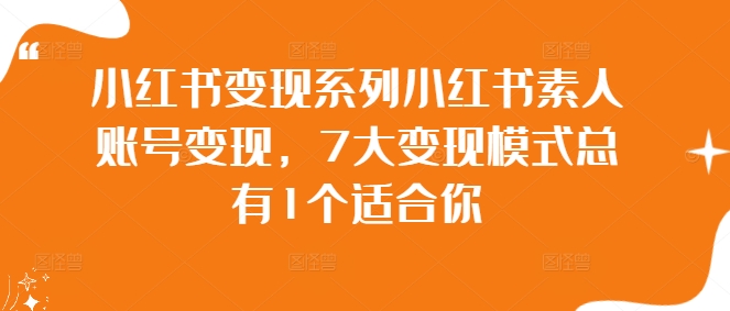 小红书变现系列小红书素人账号变现，7大变现模式总有1个适合你_微雨项目网