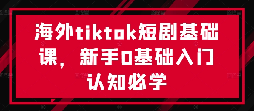海外tiktok短剧基础课，新手0基础入门认知必学_微雨项目网