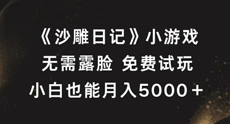 《沙雕日记》小游戏，无需露脸免费试玩，小白也能月入5000+【揭秘】_微雨项目网