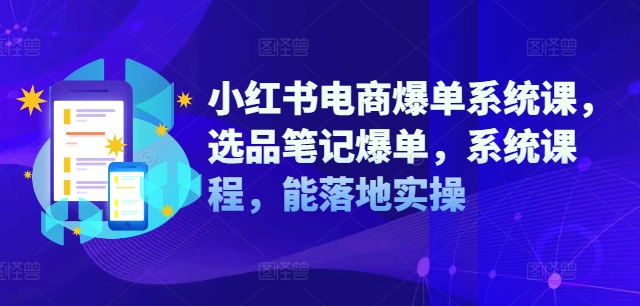小红书电商爆单系统课，选品笔记爆单，系统课程，能落地实操_微雨项目网