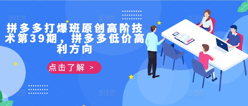 拼多多打爆班原创高阶技术第39期，拼多多低价高利方向_微雨项目网