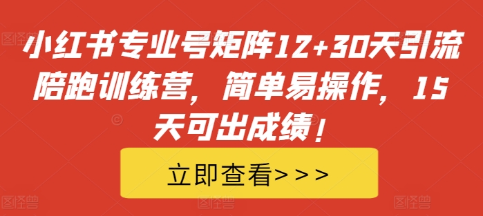 小红书专业号矩阵12+30天引流陪跑训练营，简单易操作，15天可出成绩!_微雨项目网
