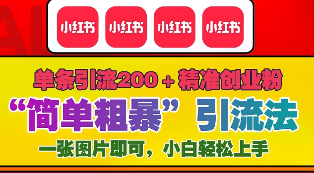 12月底小红书”简单粗暴“引流法，单条引流200+精准创业粉_微雨项目网