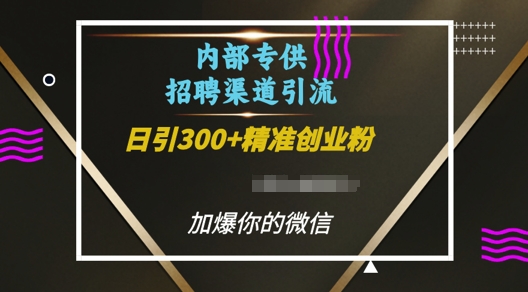 内部招聘渠道日引流300+创业粉，加爆你的微信【揭秘】_微雨项目网