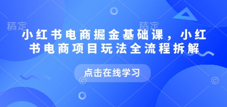 小红书电商掘金课，小红书电商项目玩法全流程拆解_微雨项目网