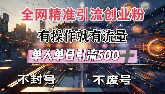 全网独家引流创业粉，有操作就有流量，单人单日引流500+，不封号、不费号_微雨项目网