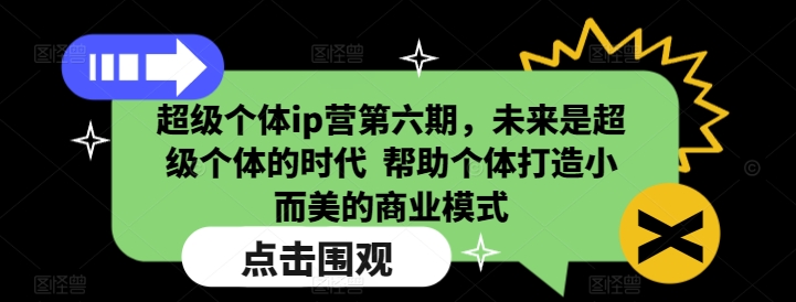 超级个体ip营第六期，未来是超级个体的时代  帮助个体打造小而美的商业模式_微雨项目网