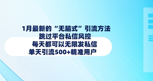 1月最新的无脑式引流方法，跳过平台私信风控，每天都可以无限发私信，单天引流500+精准用户_微雨项目网