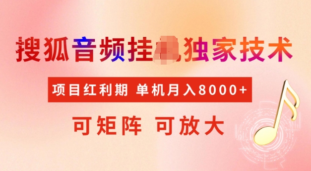 首发搜狐音频挂JI，项目红利期，可矩阵可放大，稳定月入5k【揭秘】_微雨项目网