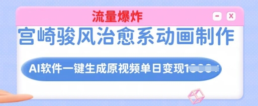 宫崎骏风治愈系动画制作，AI软件一键生成原创视频流量爆炸，单日变现多张，详细实操流程_微雨项目网