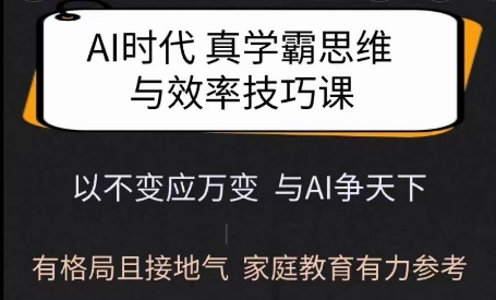Ai时代真学霸思维与学习方法课，有格局且接地气，家庭教育有力参考_微雨项目网