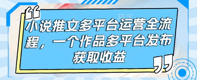 小说推文多平台运营全流程，一个作品多平台发布获取收益_微雨项目网