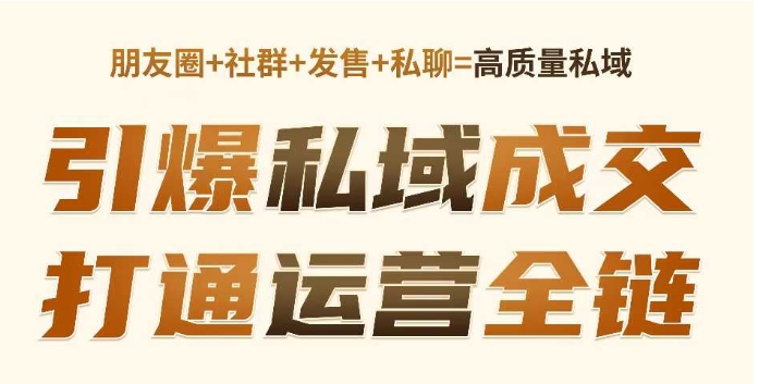 高成交私聊转化，引爆私域成交，打通运营全链_微雨项目网