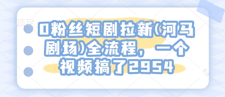 0粉丝短剧拉新(河马剧场)全流程，一个视频搞了2954_微雨项目网