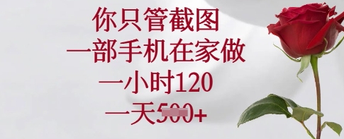 你只管截图，一部手机在家做，一小时120.一天5张【揭秘】_微雨项目网