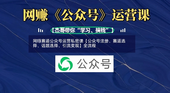 网创赛道公众号运营私密课【公众号注册、赛道选择、话题选择、引流变现】全流程_微雨项目网