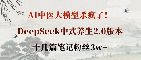 AI中医大模型杀疯了！DeepSeek中式养生2.0版本，十几篇笔记粉丝3w+_微雨项目网
