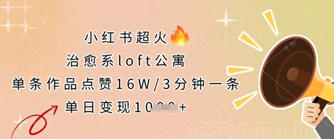 小红书超火的治愈系loft公寓，单条作品点赞16W，3分钟一条，单日变现数张_微雨项目网