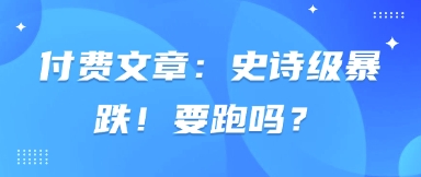 付费文章：史诗级暴跌！要跑吗？_微雨项目网
