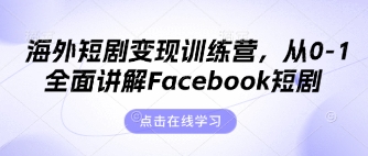海外短剧变现训练营，从0-1全面讲解Facebook短剧_微雨项目网