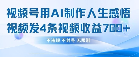 用AI做人生感悟视频，4条视频当天收益782_微雨项目网