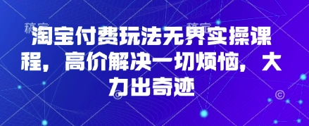 淘宝付费玩法无界实操课程，高价解决一切烦恼，大力出奇迹_微雨项目网