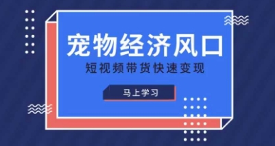 宠物赛道快速变现精品课，宠物经济风口，短视频带货快速变现_微雨项目网
