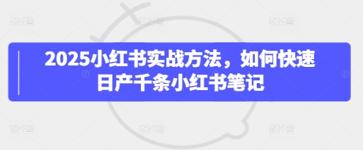 2025小红书实战方法，如何快速日产千条小红书笔记_微雨项目网