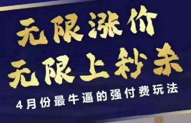 4月12号拼多多线上课，无限涨价，无限上秒杀，4月份最牛逼的强付费玩法_微雨项目网