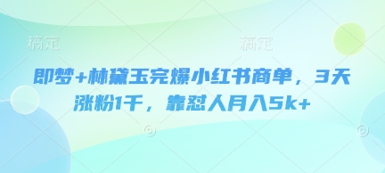 即梦+林黛玉完爆小红书商单，3天涨粉1千，靠怼人月入5k+_微雨项目网