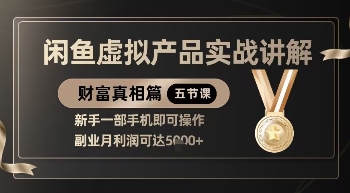 精品！闲鱼虚拟产品实战讲解，新手一部手机即可操作，副业月利润可达5k+_微雨项目网