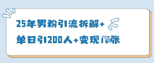 25年男粉引流拆解+单日引200人+变现多张_微雨项目网