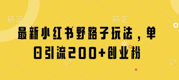 最新小红书野路子玩法，单日引流200+创业粉_微雨项目网