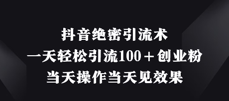 抖音绝密引流术，一天轻松引流100+创业粉，当天操作当天见效果_微雨项目网