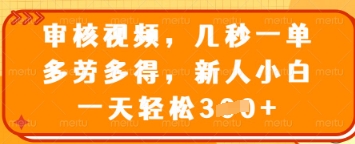 审核视频，几秒一单，多劳多得，新人小白一天轻松3张【揭秘】_微雨项目网
