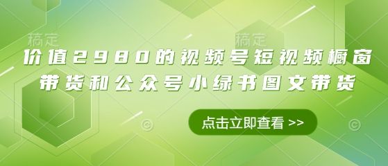 价值2980的视频号短视频橱窗带货和公众号小绿书图文带货_微雨项目网