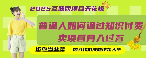 2025互联网项目天花板，普通人如何通过知识付费卖项目月入过W，拒绝当韭菜【揭秘】_微雨项目网