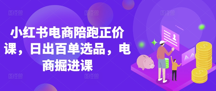 小红书电商陪跑正价课，小红书官方认证电商讲师教学，日出百单选品，电商掘进课_微雨项目网