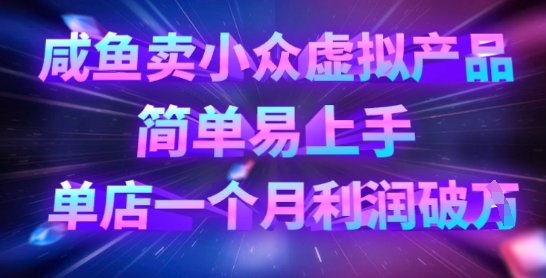 咸鱼卖小众虚拟产品，简单易上手，单店一个月利润破W_微雨项目网