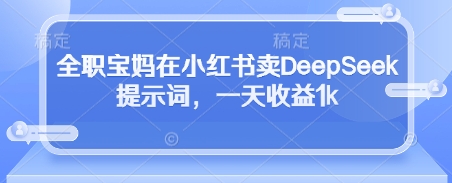 全职宝妈在小红书卖DeepSeek提示词，一天收益1k_微雨项目网
