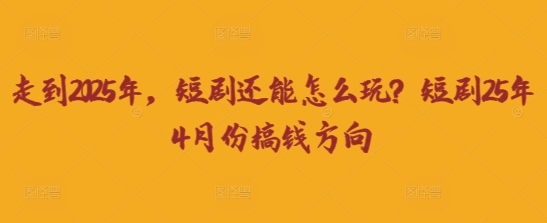 走到2025年，短剧还能怎么玩？短剧25年4月份搞钱方向_微雨项目网