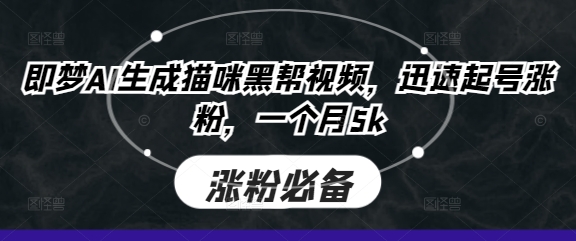 即梦AI生成猫咪黑帮视频，迅速起号涨粉，一个月5k_微雨项目网