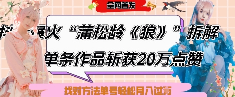 爆火“蒲松龄《狼》”实战拆解，仅6条作品涨粉24W，单条作品收获20W点赞，找对方法轻松起号月入过W_微雨项目网